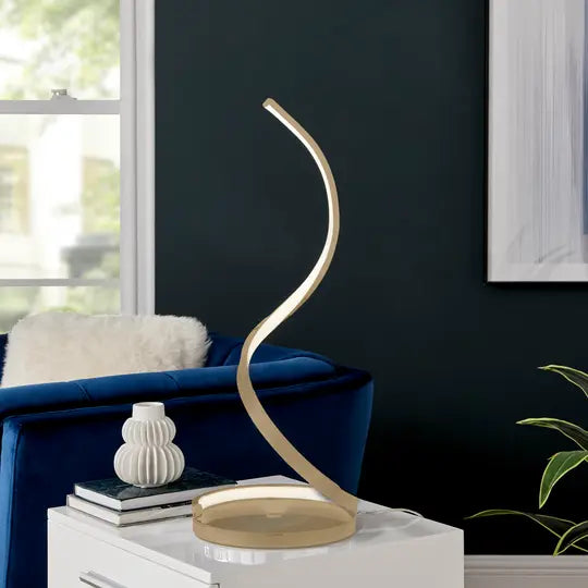 Modern Spiral Integrated LED Table Lamp, Gold  Warm Home View