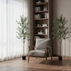 Set Of Two 84" Green Artificial Olive Trees in a Black Pot  Warm Home View