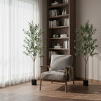 Set Of Two 84" Green Artificial Olive Trees in a Black Pot  Warm Home View
