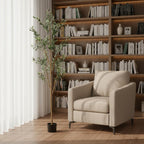 Set Of Two 84" Green Artificial Olive Trees in a Black Pot  Warm Home View