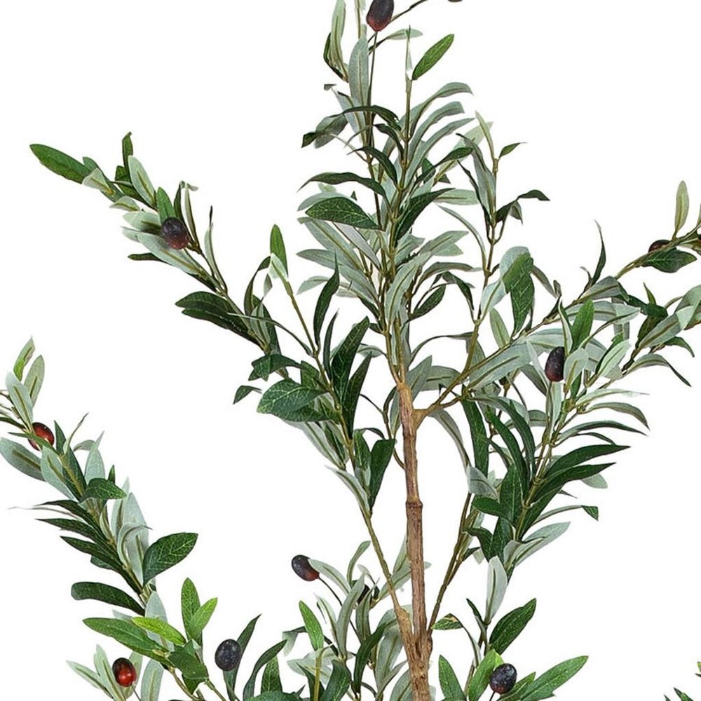 Set Of Two 84" Green Artificial Olive Trees in a Black Pot  Warm Home View