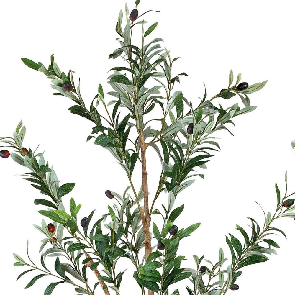 Set Of Two 84" Green Artificial Olive Trees in a Black Pot  Warm Home View