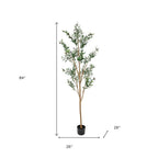 Set Of Two 84" Green Artificial Olive Trees in a Black Pot  Warm Home View