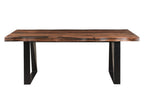 Seven Piece Brown and Black Solid Wood Dining Set with Six Chairs and One Bench  Warm Home View