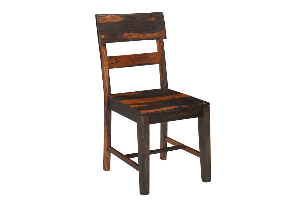 Seven Piece Brown and Black Solid Wood Dining Set with Six Chairs and One Bench  Warm Home View