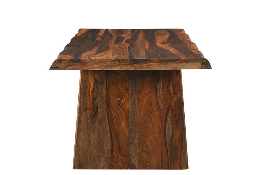 Seven Piece Brown Solid Wood Dining Set with Six Chairs and One Bench  Warm Home View