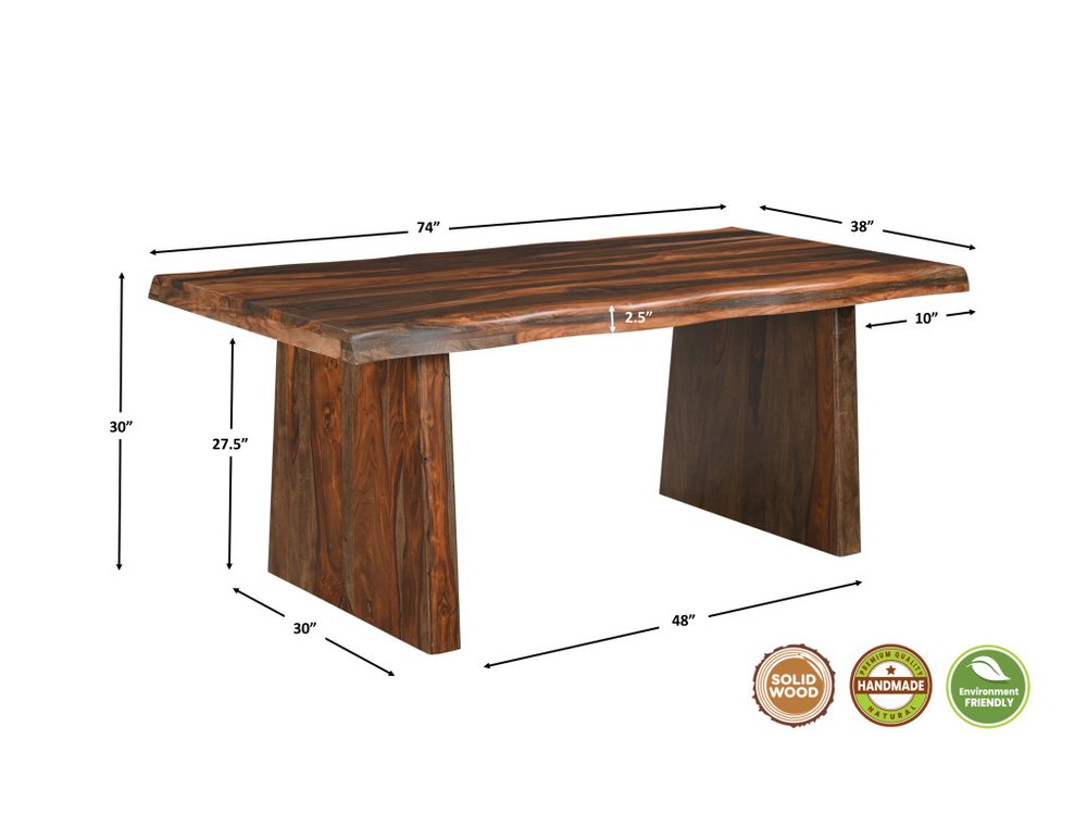 Brown Solid Wood 7pc Dining Set with Double Pedestal Table, 6 Chairs, and Bench  Warm Home View