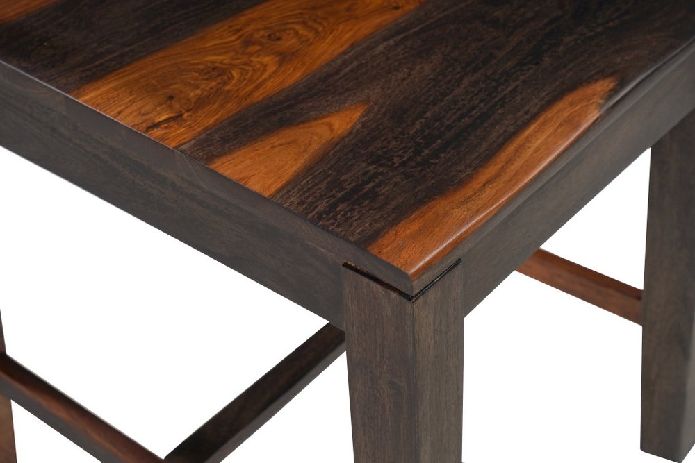 Seven Piece Brown Solid Wood Dining Set with Six Chairs and One Bench  Warm Home View