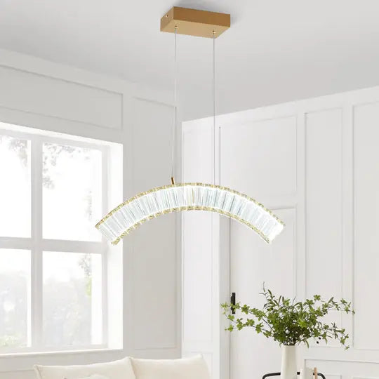 Sanford Brushed Gold Chandelier - 1 Light  Warm Home View