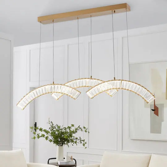 Sanford Brushed Gold Chandelier - 3 Lights  Warm Home View