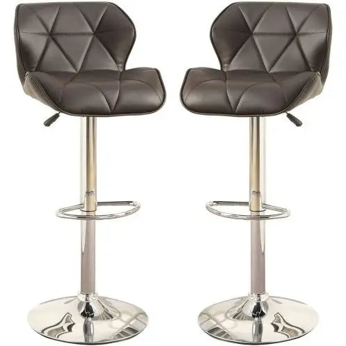 Set of 2 Modern Brown Faux Leather Adjustable Swivel Stools with Chrome Base  Warm Home View