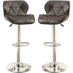 Set of 2 Modern Brown Faux Leather Adjustable Swivel Stools with Chrome Base  Warm Home View