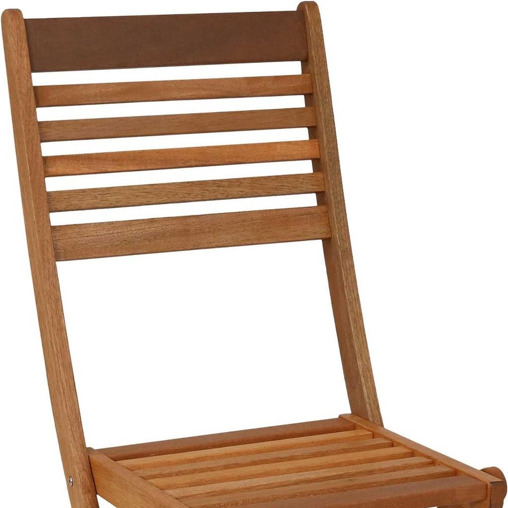 Set of Two Brown Solid Wood Outdoor Folding Accent Chairs  Warm Home View