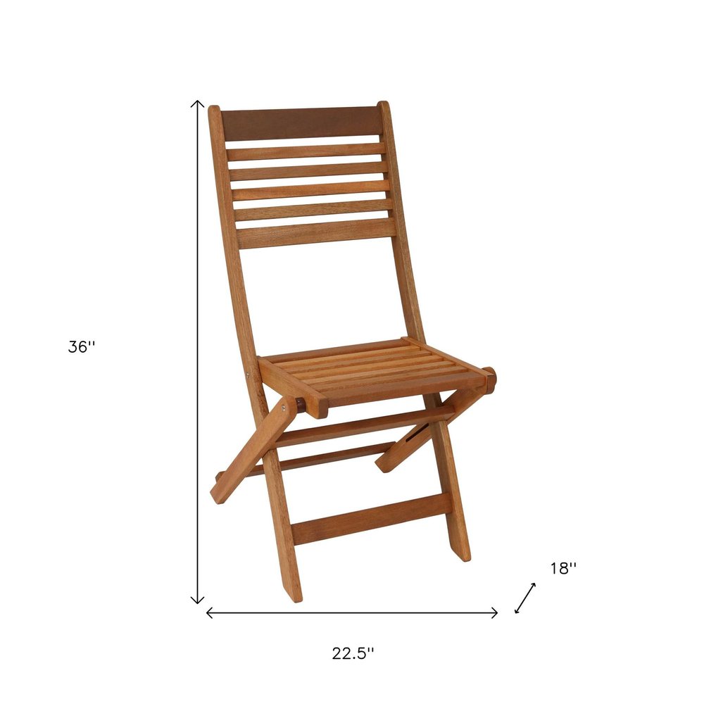 Set of Two Brown Solid Wood Outdoor Folding Accent Chairs  Warm Home View