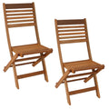 Set of Two Brown Solid Wood Outdoor Folding Accent Chairs  Warm Home View