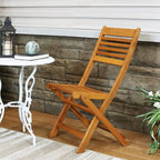 Set of Two Brown Solid Wood Outdoor Folding Accent Chairs  Warm Home View