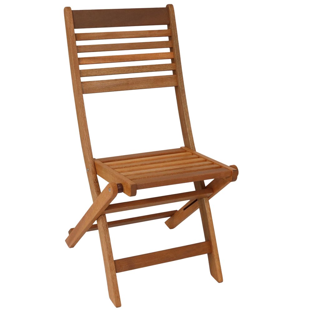 Set of Two Brown Solid Wood Outdoor Folding Accent Chairs  Warm Home View