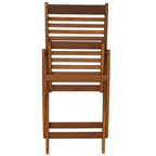 Set of Two Brown Solid Wood Outdoor Folding Accent Chairs  Warm Home View