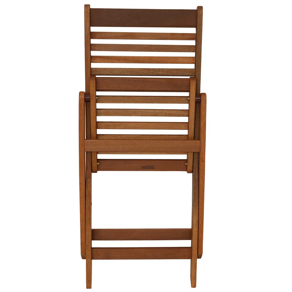 Set of Two Brown Solid Wood Outdoor Folding Accent Chairs  Warm Home View