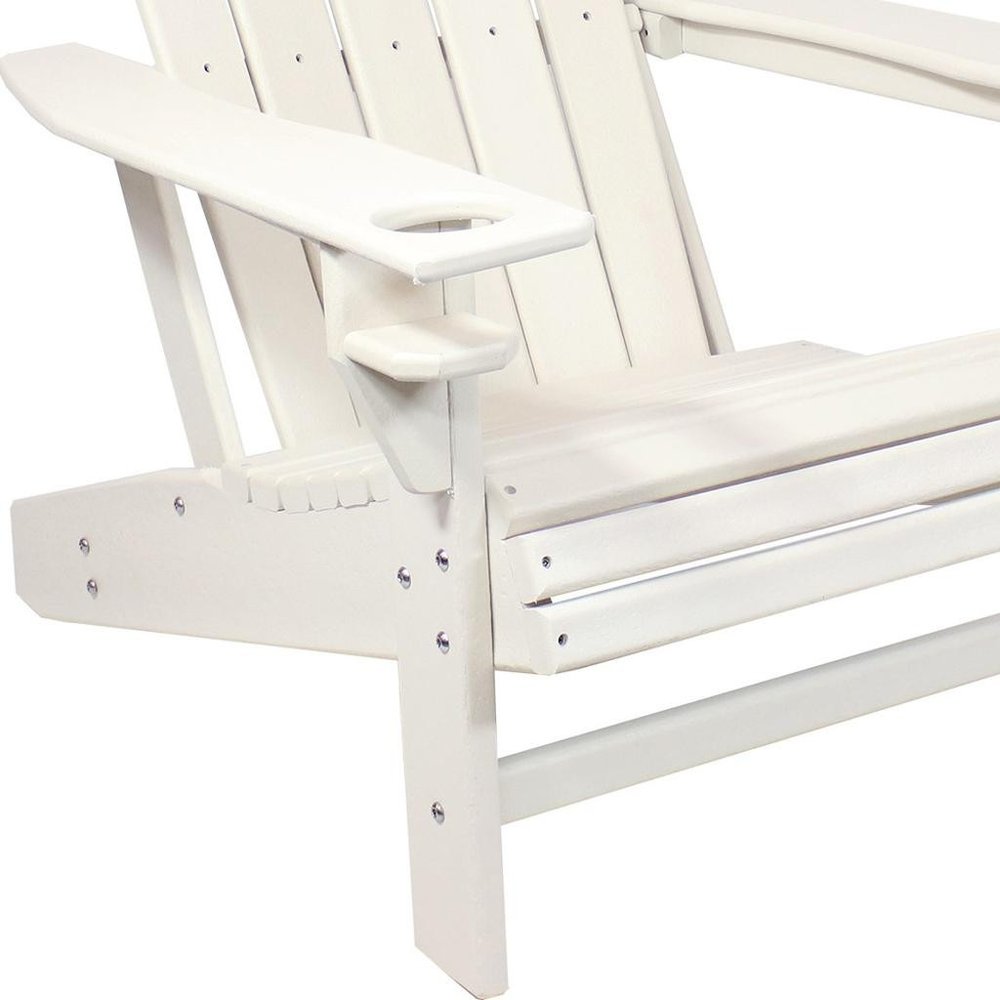 Set of Two White Heavy Duty Plastic Outdoor Adirondack Chairs  Warm Home View