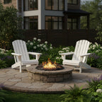 Set of Two White Heavy Duty Plastic Outdoor Adirondack Chairs  Warm Home View