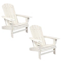 Set of Two White Heavy Duty Plastic Outdoor Adirondack Chairs  Warm Home View