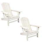 Set of Two White Heavy Duty Plastic Outdoor Adirondack Chairs  Warm Home View