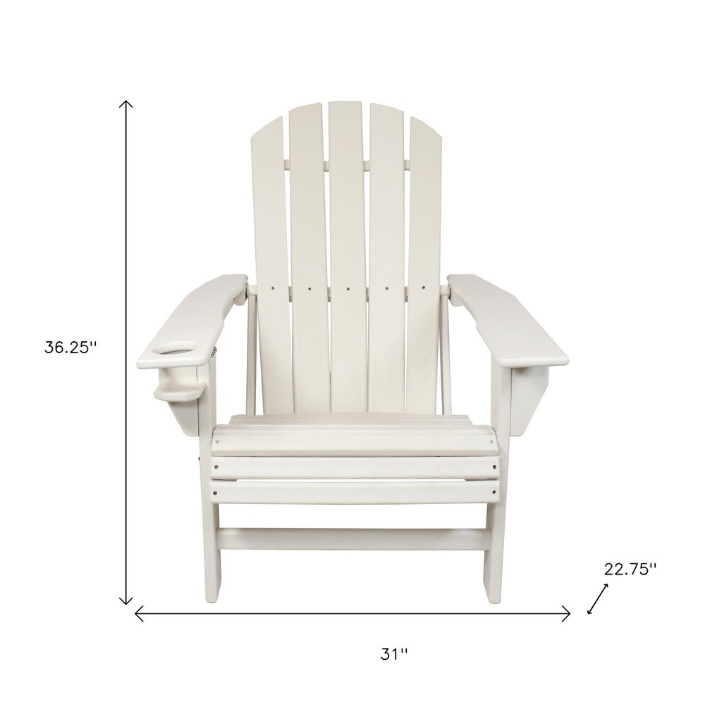 Set of Two White Heavy Duty Plastic Outdoor Adirondack Chairs  Warm Home View