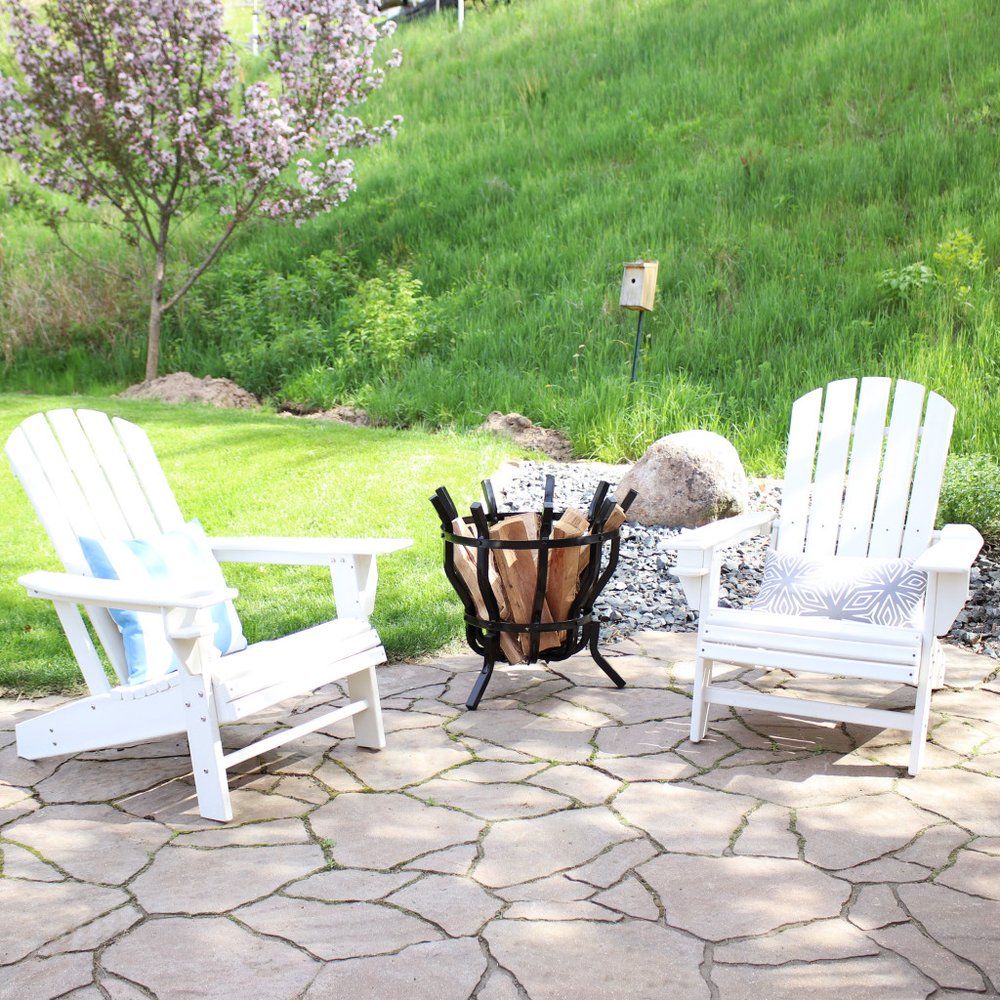 Set of Two White Heavy Duty Plastic Outdoor Adirondack Chairs  Warm Home View