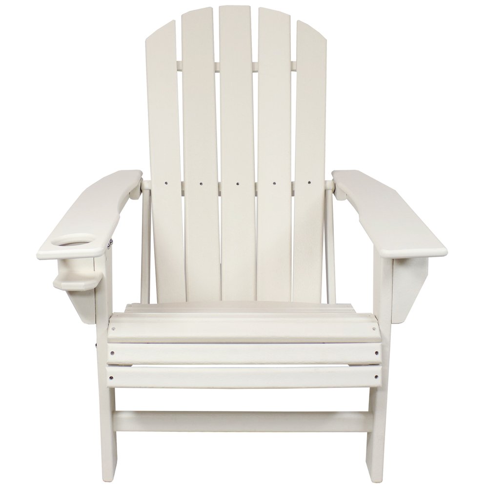 Set of Two White Heavy Duty Plastic Outdoor Adirondack Chairs  Warm Home View