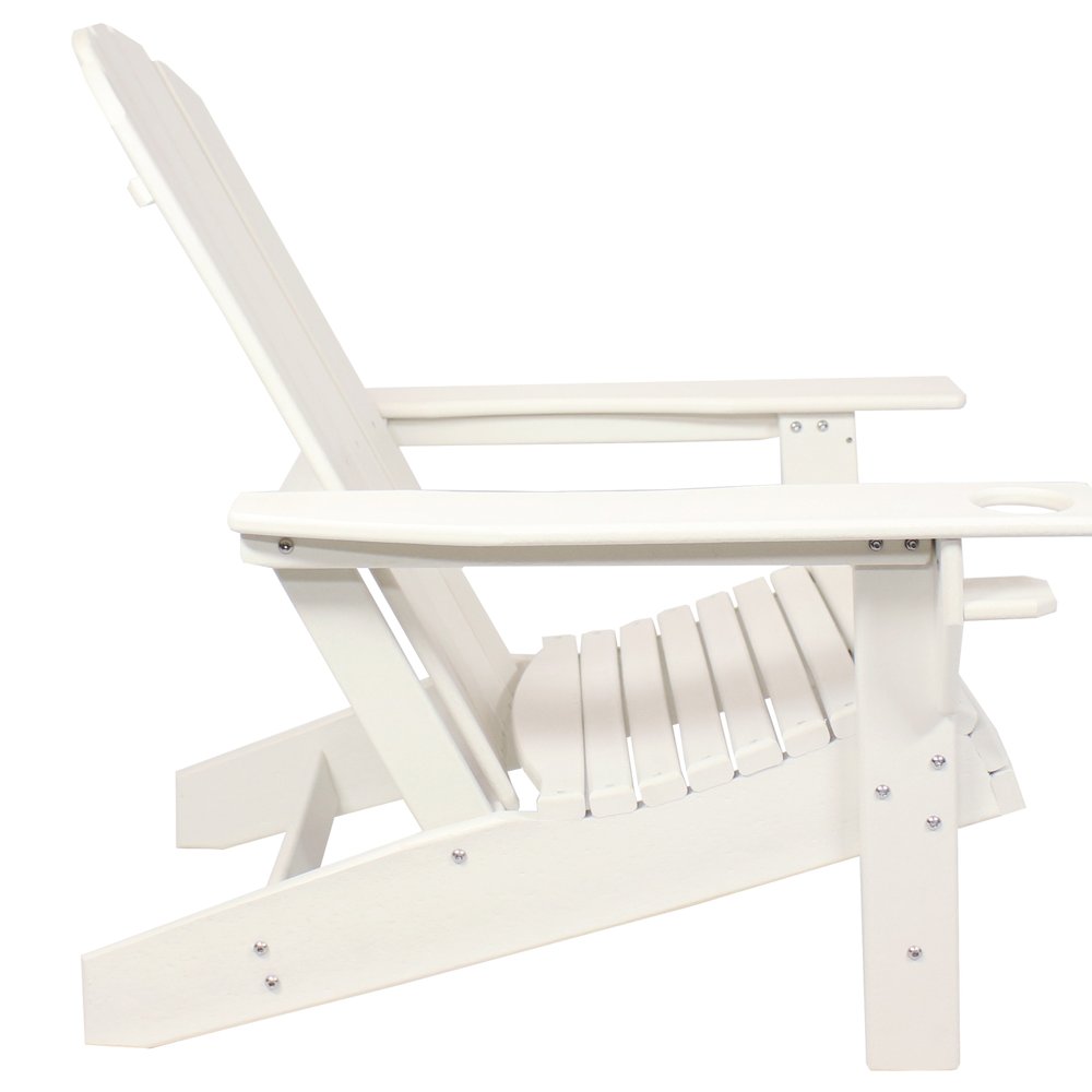 Set of Two White Heavy Duty Plastic Outdoor Adirondack Chairs  Warm Home View