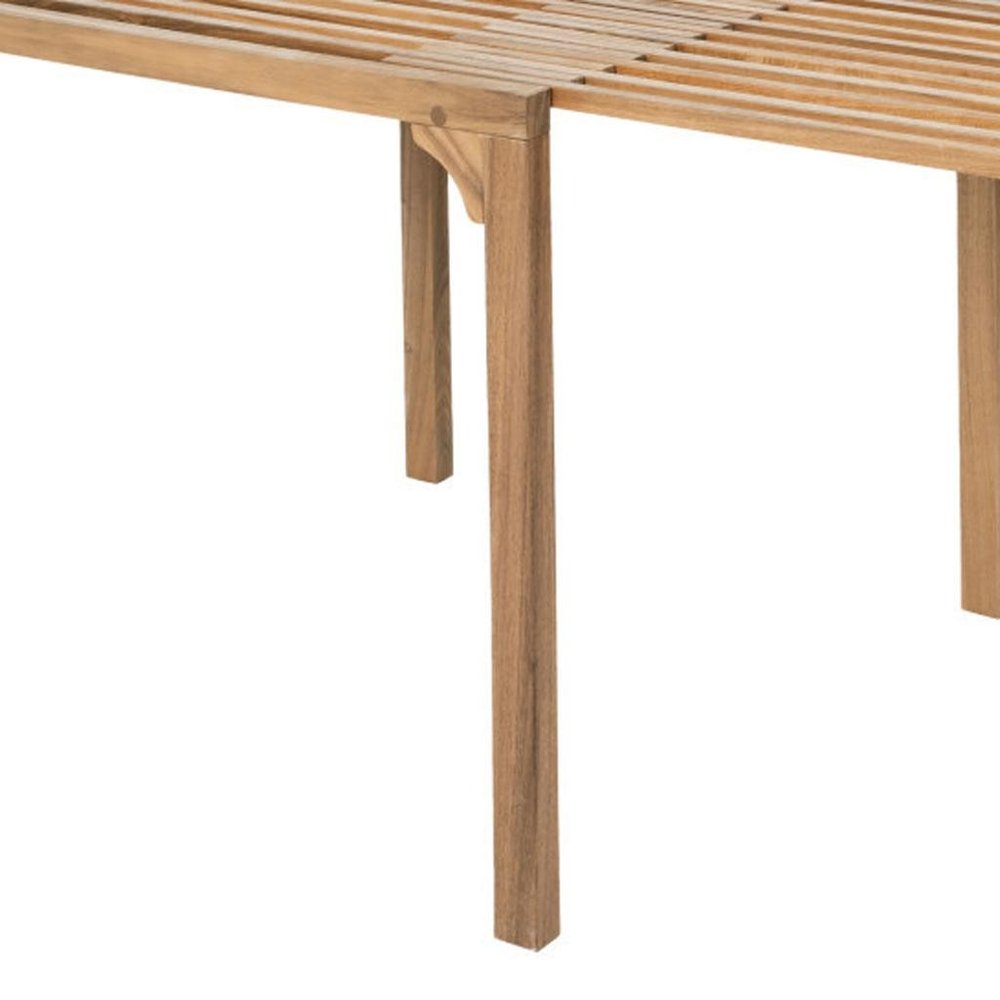 60" Natural Solid Wood Extendable Outdoor Dining Table  Warm Home View