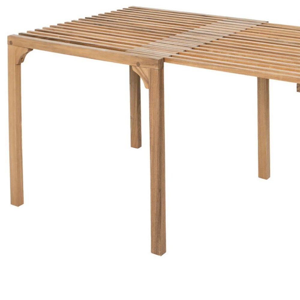 60" Natural Solid Wood Extendable Outdoor Dining Table  Warm Home View