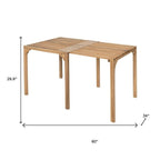 60" Natural Solid Wood Extendable Outdoor Dining Table  Warm Home View