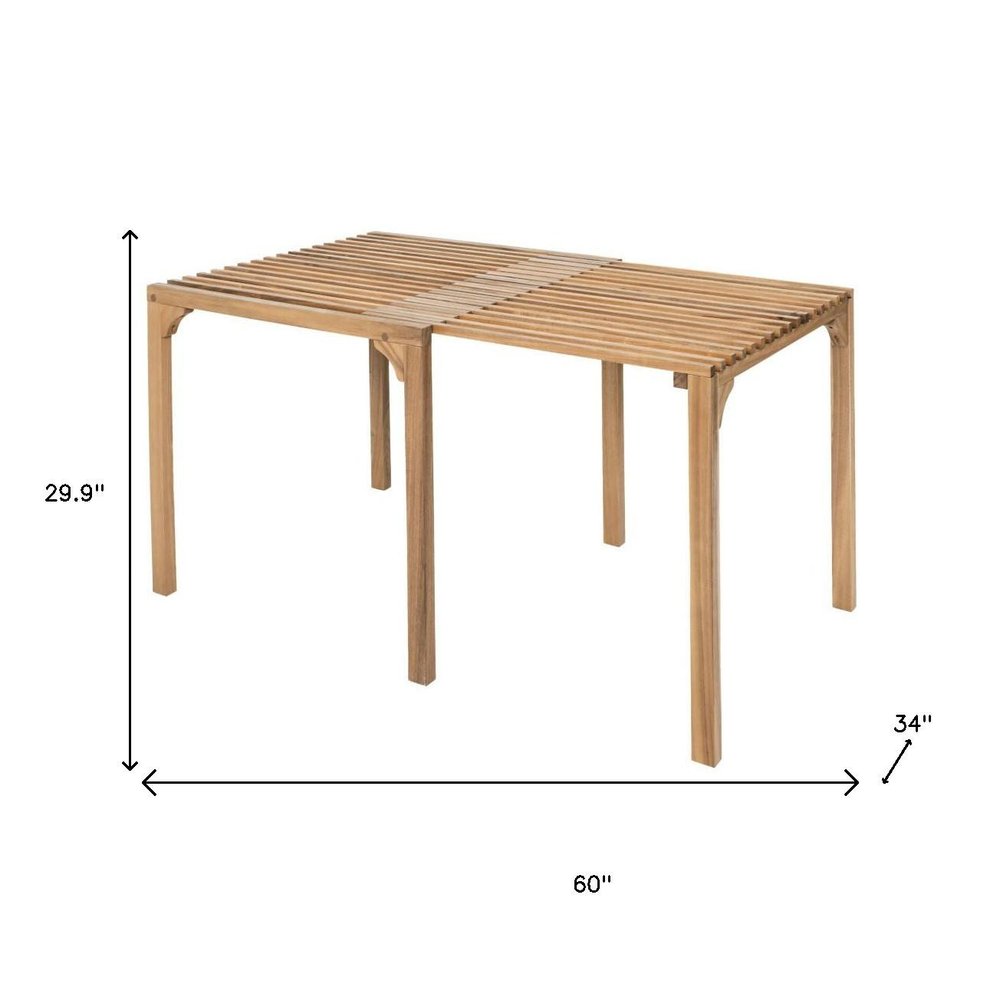 60" Natural Solid Wood Extendable Outdoor Dining Table  Warm Home View