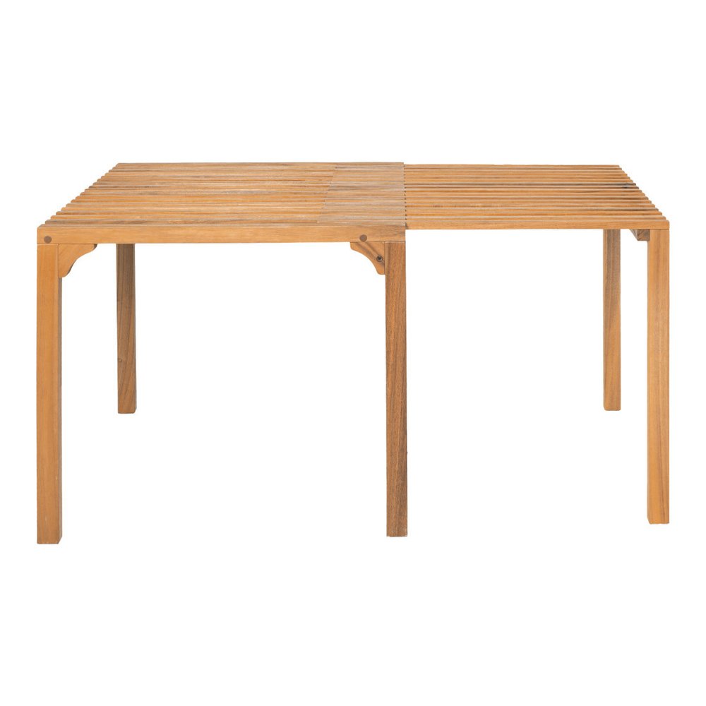 60" Natural Solid Wood Extendable Outdoor Dining Table  Warm Home View