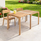60" Natural Solid Wood Extendable Outdoor Dining Table  Warm Home View