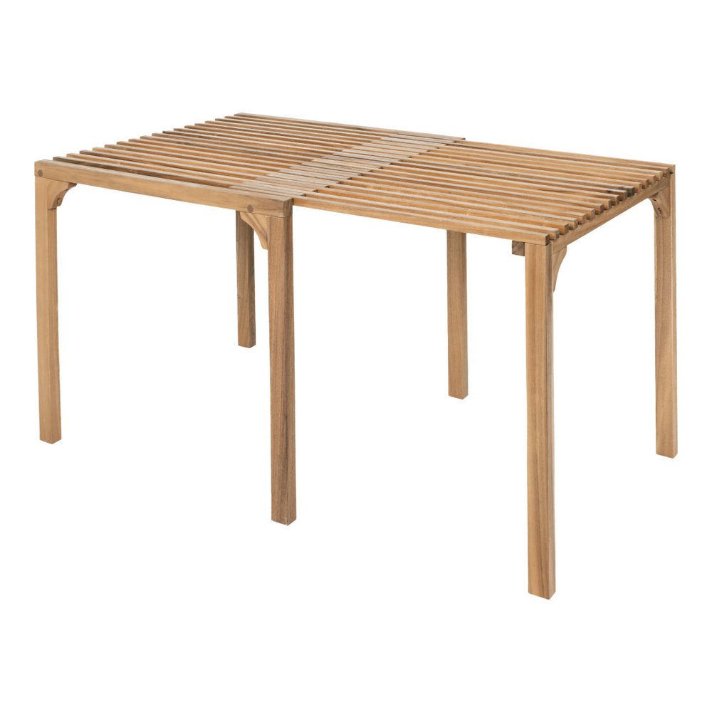 60" Natural Solid Wood Extendable Outdoor Dining Table  Warm Home View