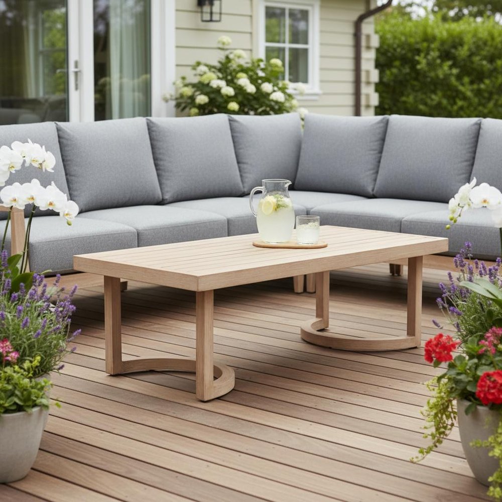 51" Brown Aluminum Outdoor Coffee Table  Warm Home View