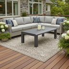 48" Black Aluminum Outdoor Coffee Table  Warm Home View