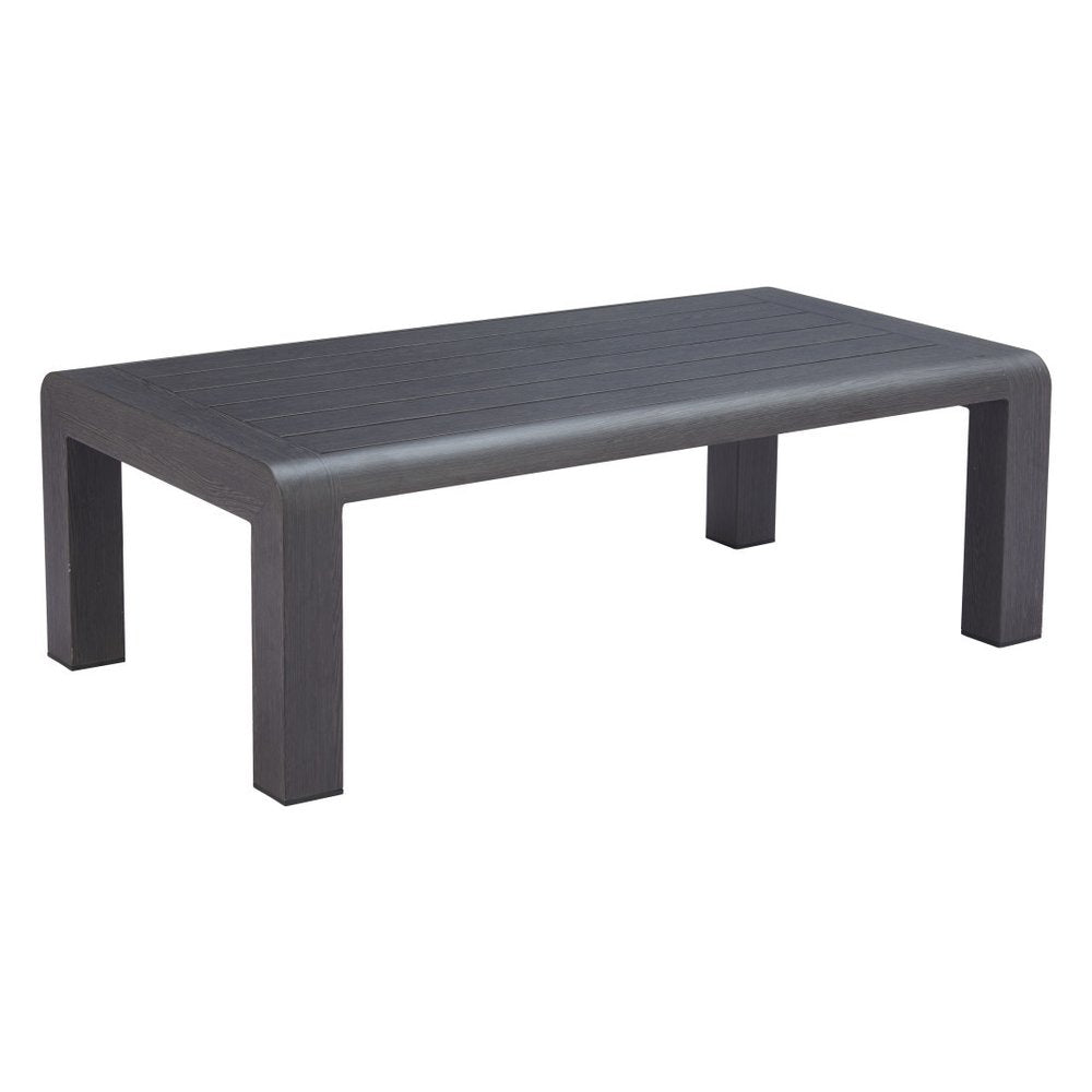48" Black Aluminum Outdoor Coffee Table  Warm Home View