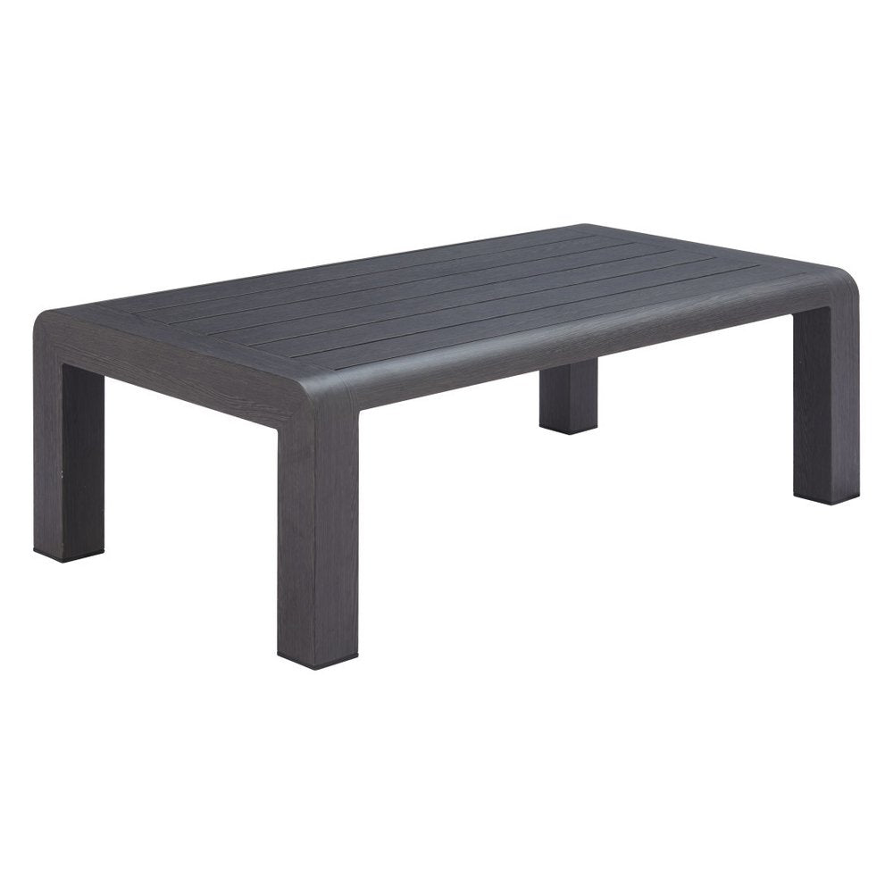 48" Black Aluminum Outdoor Coffee Table  Warm Home View