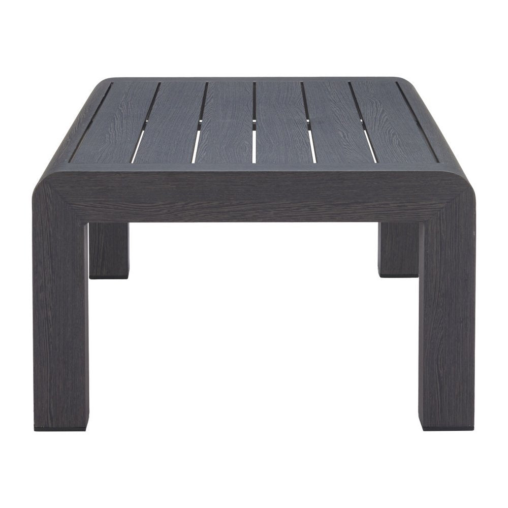 48" Black Aluminum Outdoor Coffee Table  Warm Home View