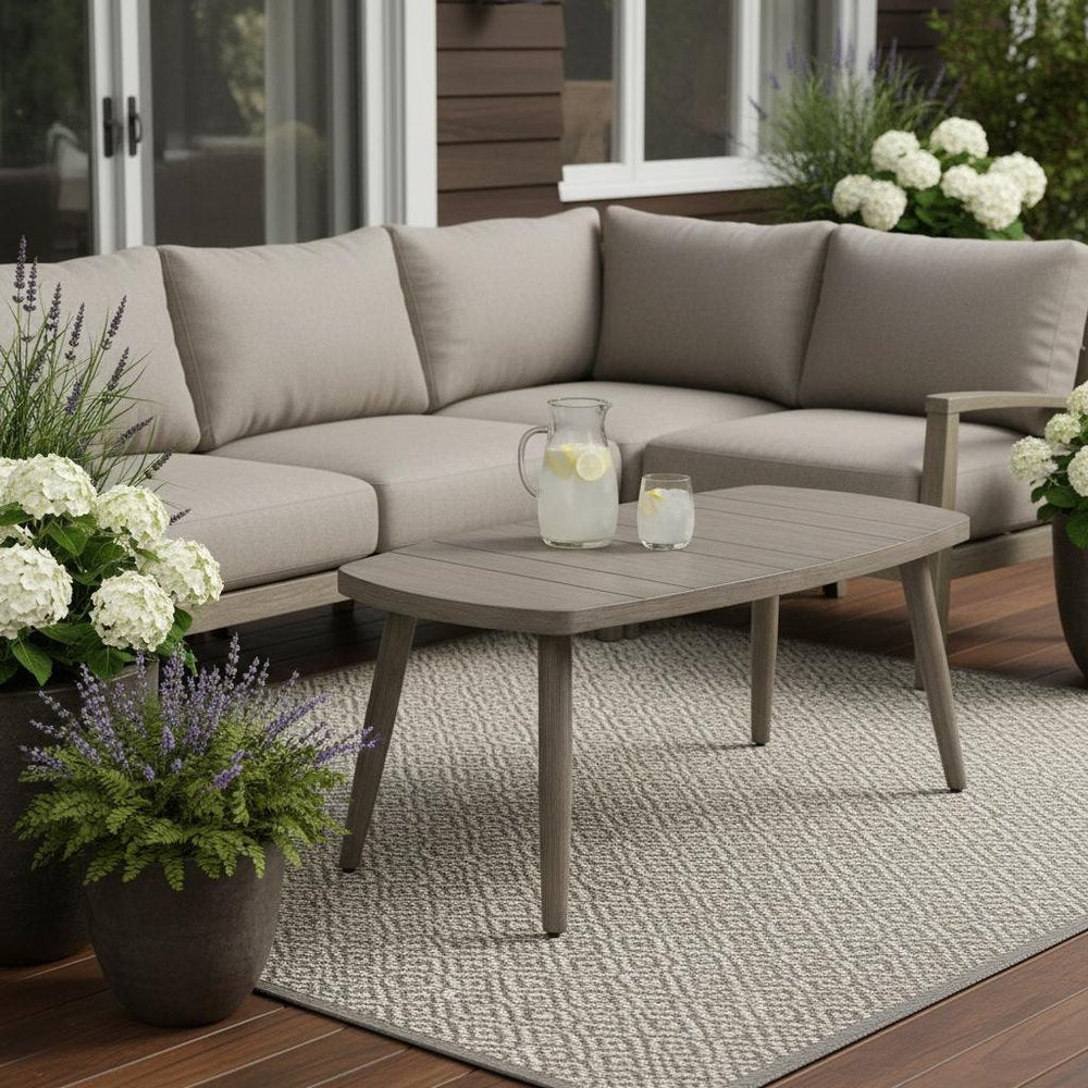 43" Brown Aluminum Outdoor Coffee Table  Warm Home View