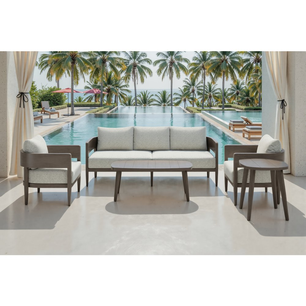 43" Brown Aluminum Outdoor Coffee Table  Warm Home View