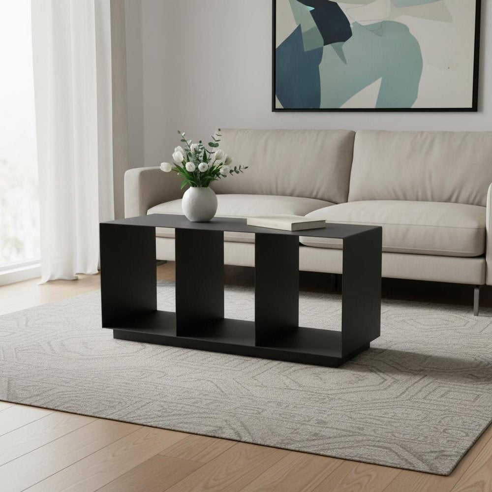 36" Charcoal Aluminum Outdoor Coffee Table  Warm Home View