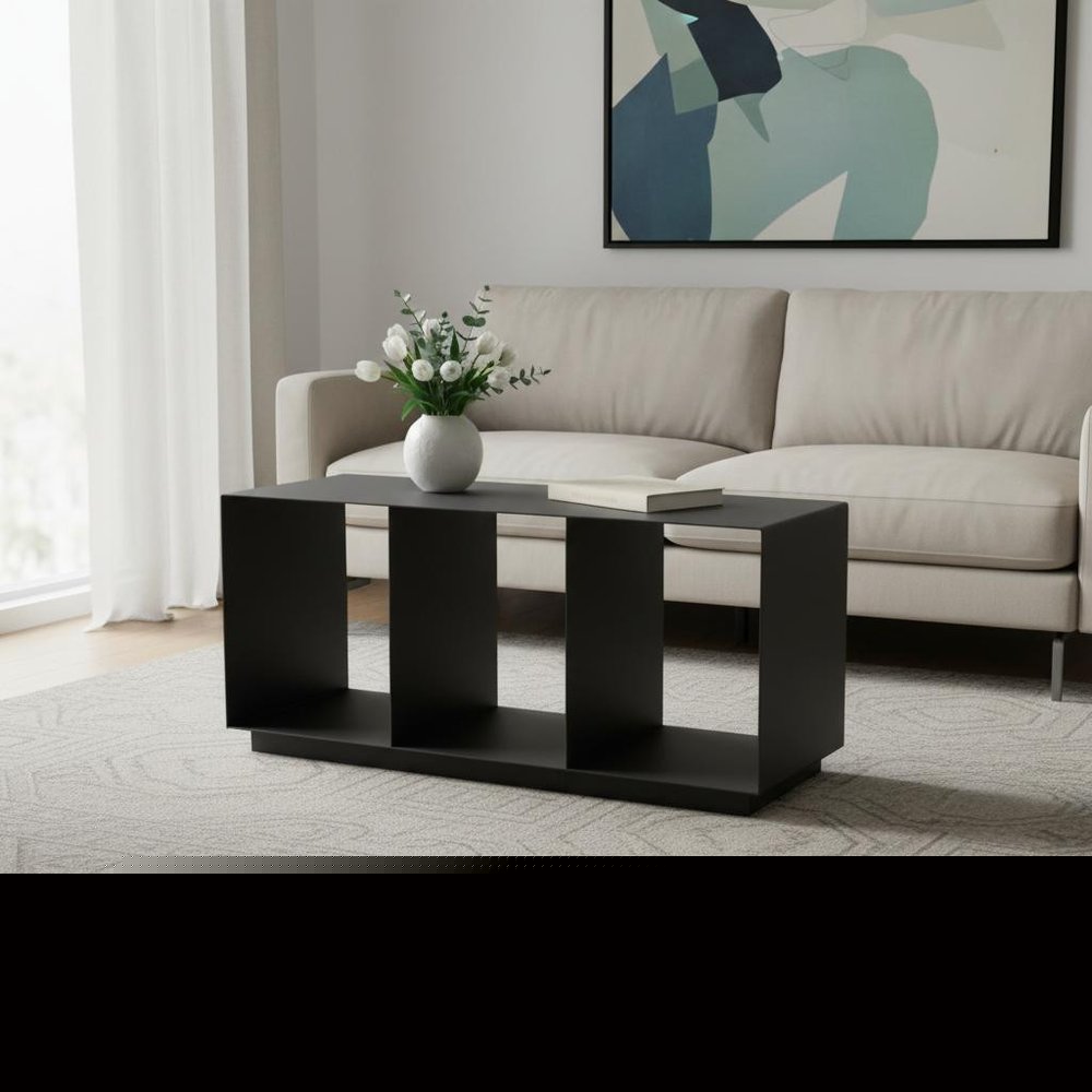 36" Charcoal Aluminum Outdoor Coffee Table  Warm Home View