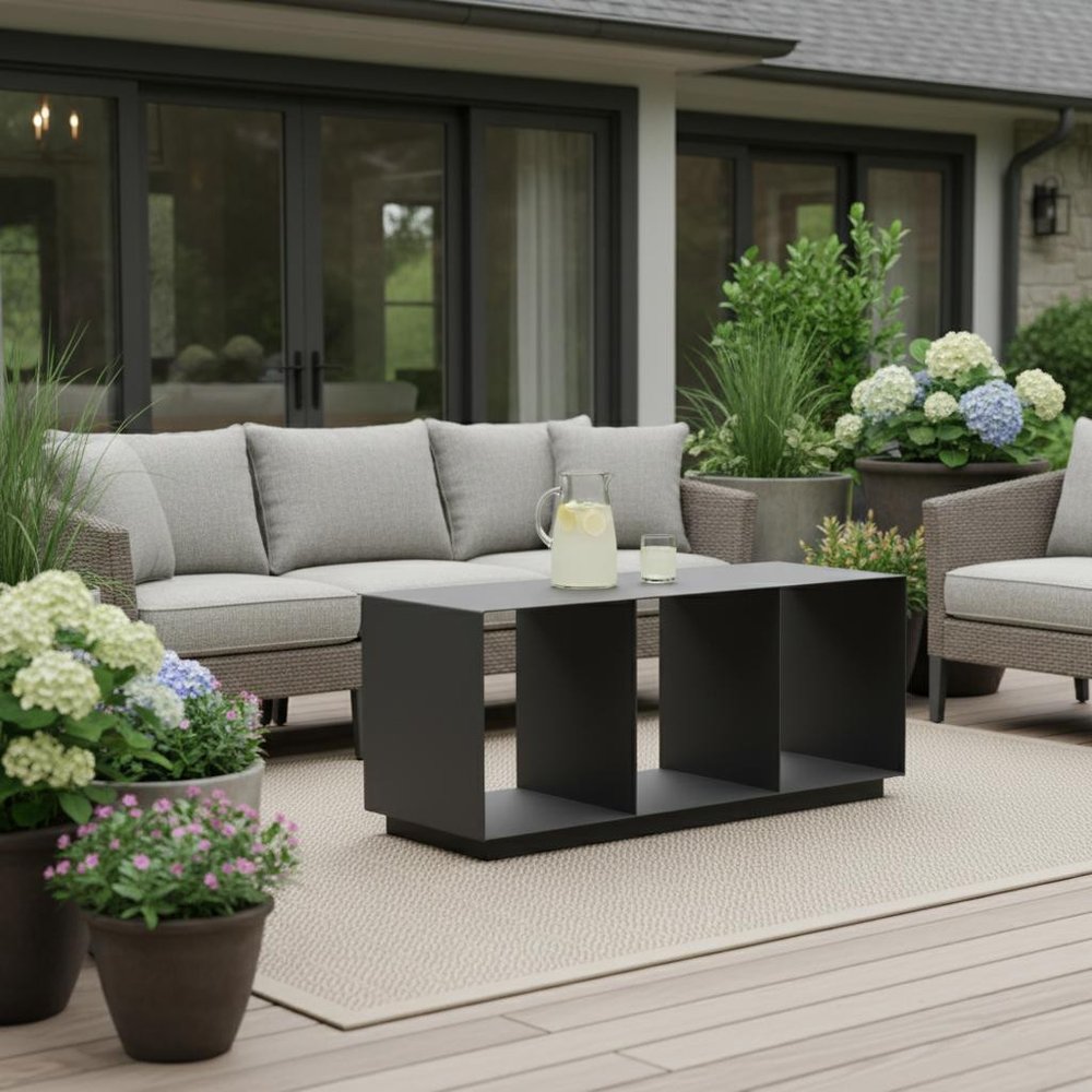 36" Charcoal Aluminum Outdoor Coffee Table  Warm Home View