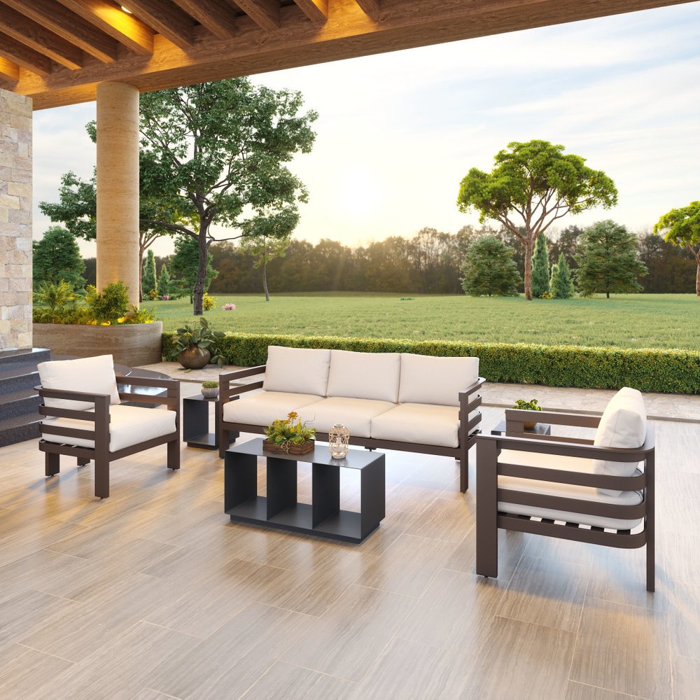 36" Charcoal Aluminum Outdoor Coffee Table  Warm Home View