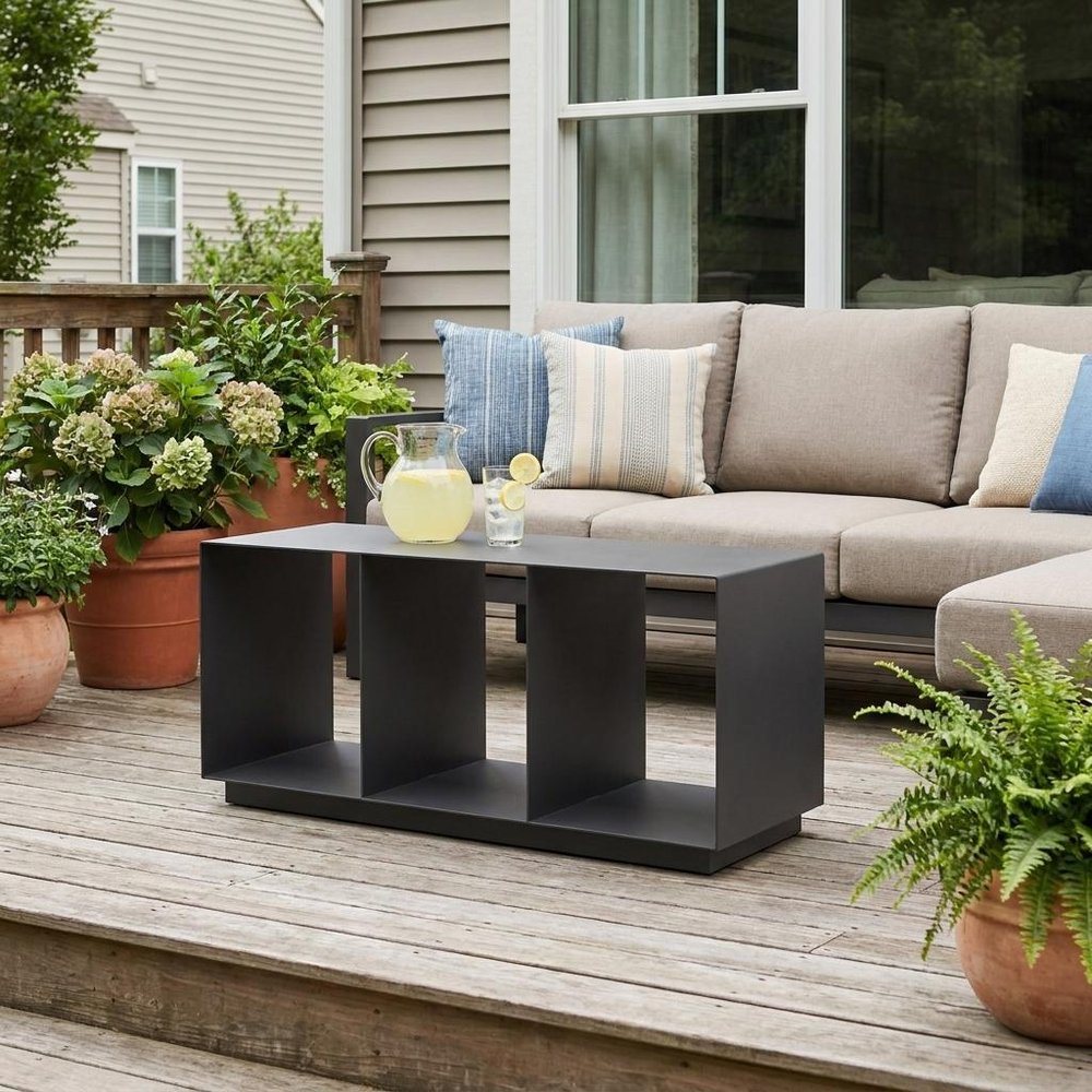 36" Charcoal Aluminum Outdoor Coffee Table  Warm Home View